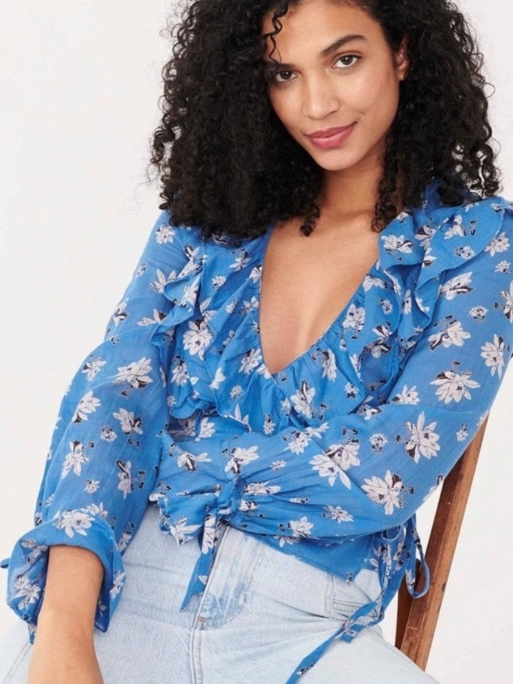 Free People Amanda Ruffle Long Sleeve Top